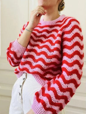 VILZSTUDIOS Striped Jacquard Knitted Sweater