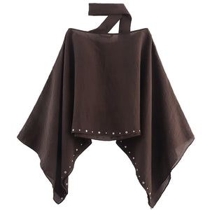 VILZSTUDIOS Elegant Brown Sheer Poncho