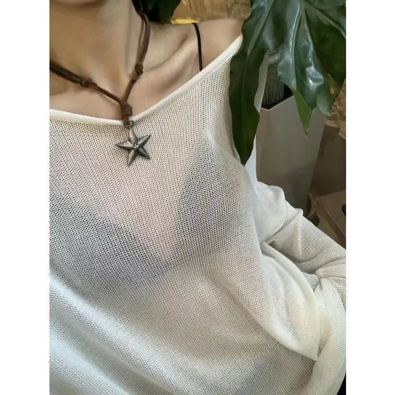 VILZSTUDIOS Punk Star Pendant Leather Rope Necklace