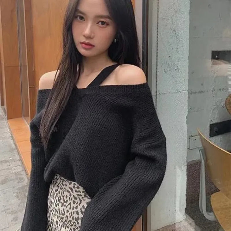 VILZSTUDIOS Loose Neck Off Shoulder Sweater