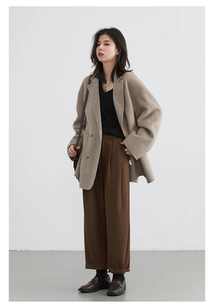 VILZSTUDIOS Chic Woolen Double Breasted Coat