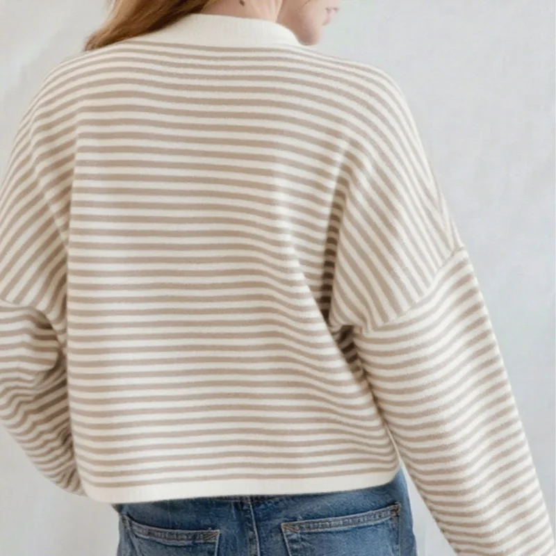 VILZSTUDIOS Casual Striped Knitted Cardigan