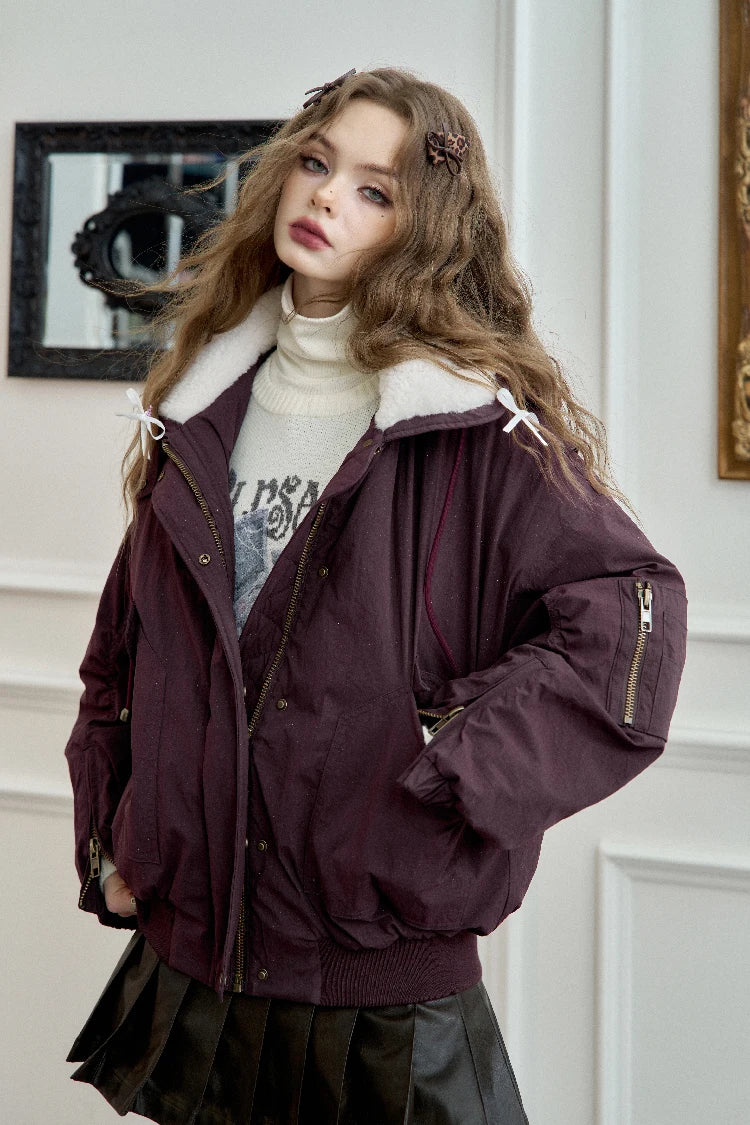 VILZSTUDIOS Retro Purple Fur Lapel Jacket