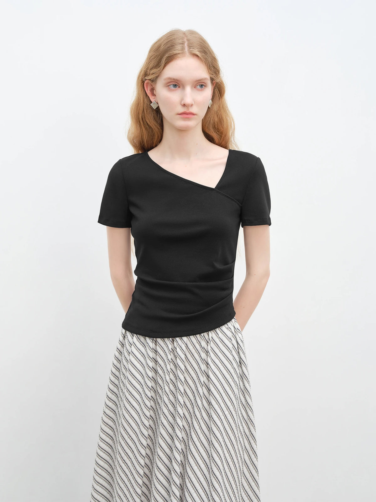VILZSTUDIOS Irregular Unique Asymmetrical Short-Sleeved T-Shirt