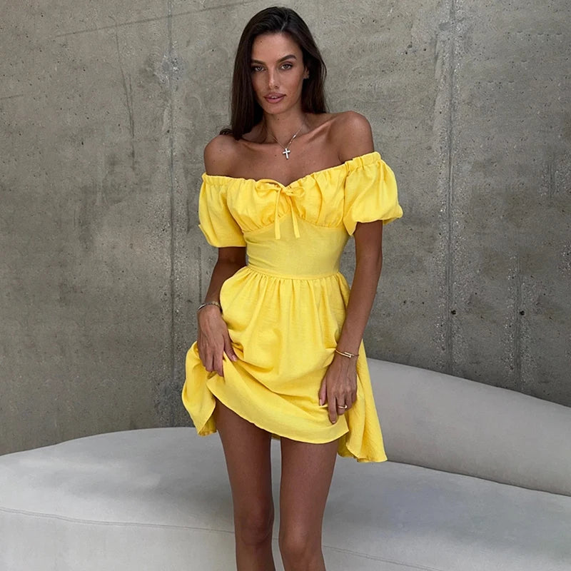 VILZSTUDIOS Elegant One Shoulder Puff Sleeve Dress