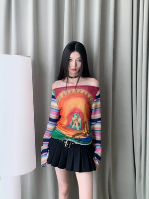 VILZSTUDIOS Funny Halloween Off-Shoulder Top