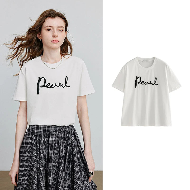 VILZSTUDIOS Comfortable Letter Print Round Neck T-Shirt