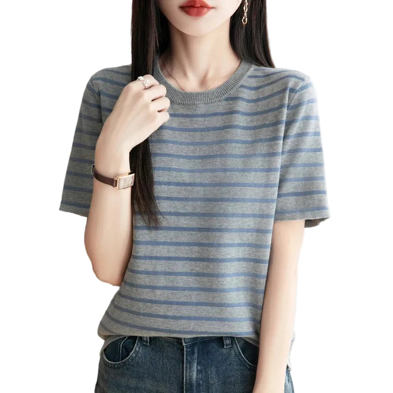 VILZSTUDIOS Soft Cotton Striped T-Shirt
