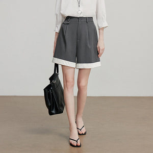 VILZSTUDIOS Versatile Striped Classic Wide Leg Shorts