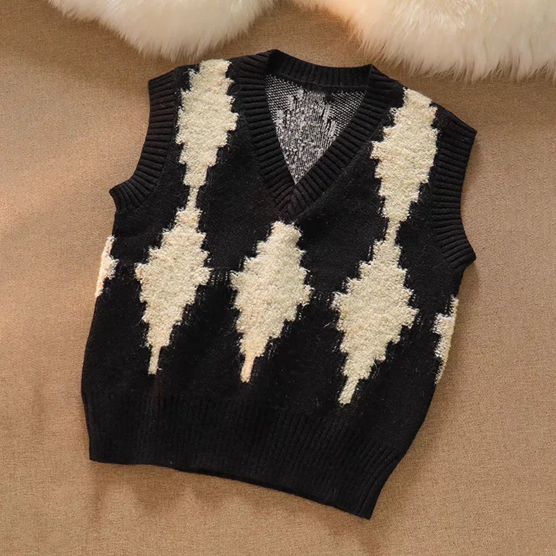 VILZSTUDIOS Cozy Loose V-Neck Knitted Vest
