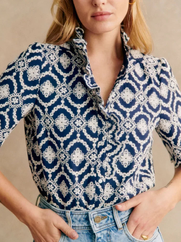 VILZSTUDIOS Retro Embroidered Blouse