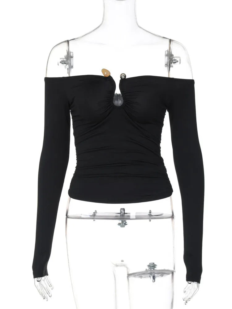 VILZSTUDIOS Slim Strapless Ruched Women T-Shirt