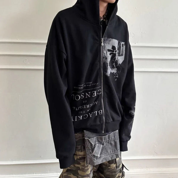Gothic Punk Zipper Hoodie Autumn Shirt
