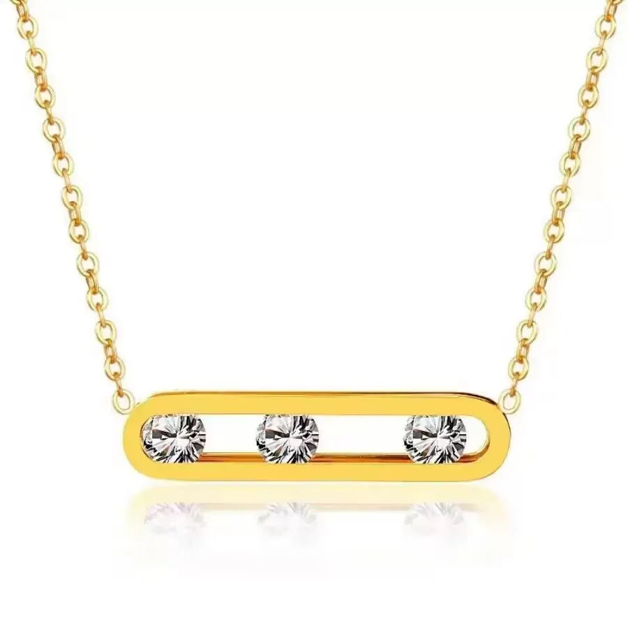 VILZSTUDIOS Square Round Zircon Pendant Necklace