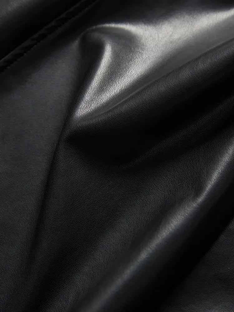 VILZSTUDIOS Luxury Black Soft PU Leather Skirt