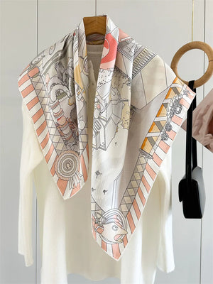 VILZSTUDIOS Fashion Lady Silk Print Scarves Square Luxury Shawl