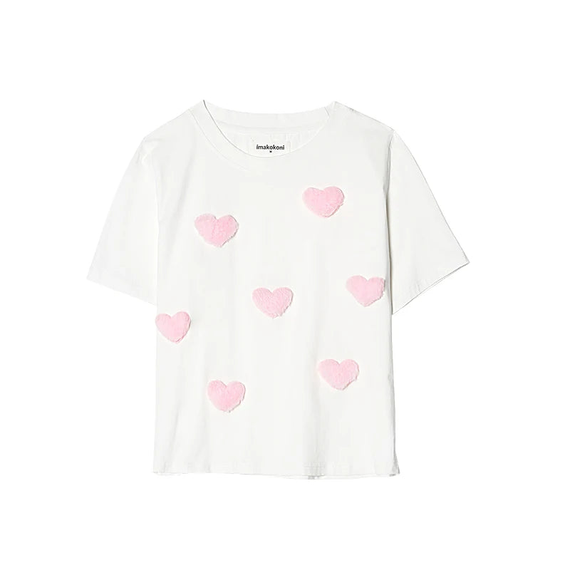 VILZSTUDIOS Soft Comfort White Heart Patch T-Shirt
