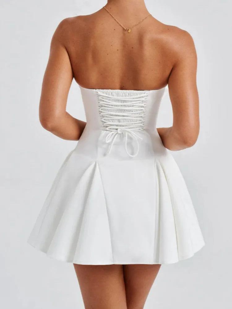 VILZSTUDIOS Strapless Bow Backless Mini Dress