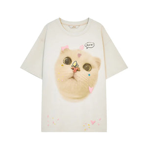 VILZSTUDIOS Cat Printed Casual T-Shirt
