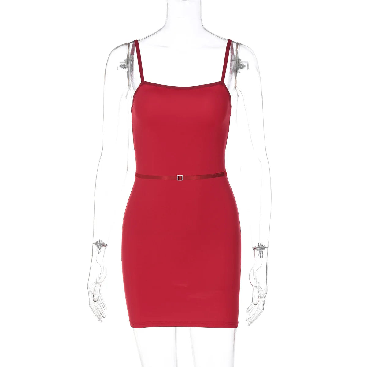 VILZSTUDIOS Sleek Patchwork Spaghetti Strap Sexy Mini Dress