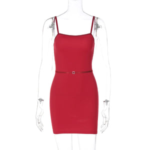 VILZSTUDIOS Sleek Patchwork Spaghetti Strap Sexy Mini Dress
