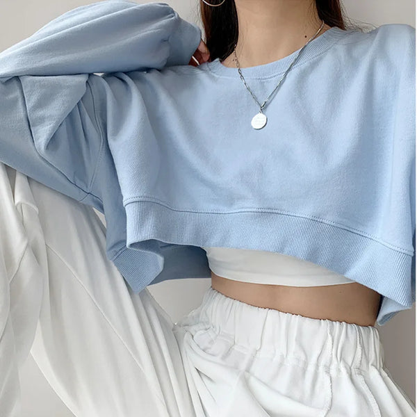 Kurze koreanische Damen-Sweatshirts
