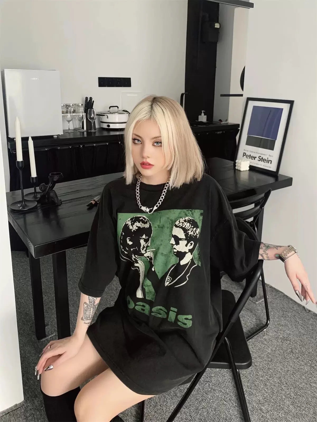 VILZSTUDIOS Washed Vintage Rock Band Oasis T-Shirt