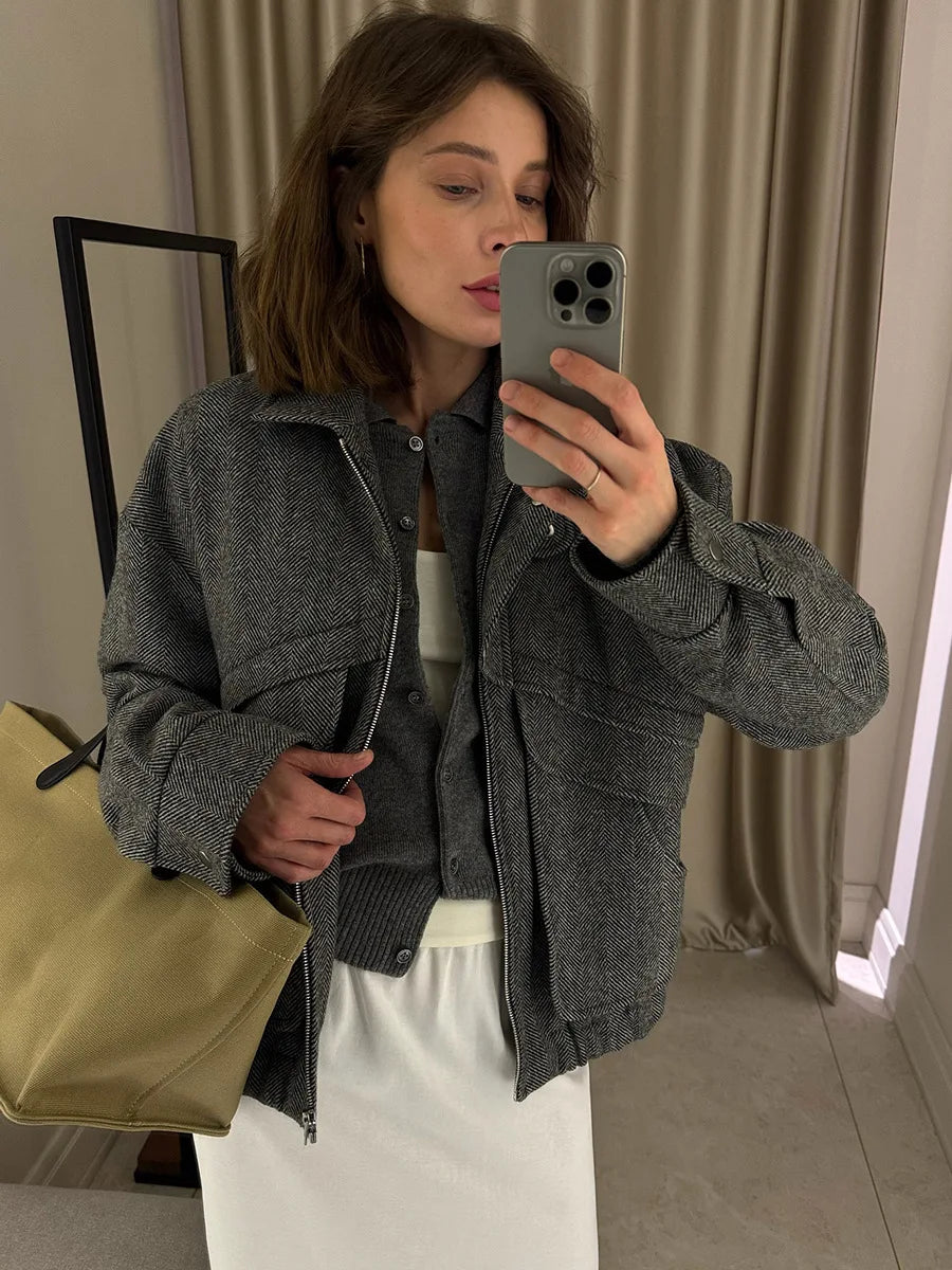 VILZSTUDIOS Retro Chic Zip-Up Jacket