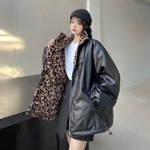VILZSTUDIOS Leopard Print Oversized Jacket