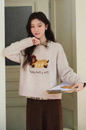VILZSTUDIOS Casual Round Neck Knit Sweater