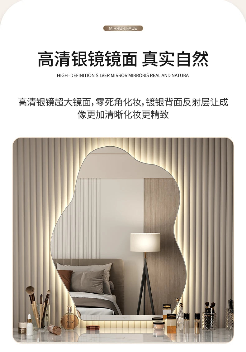 VILZSTUDIOS Wavy Wall Mirror Living Room Decoration Modern Art Vanity Aesthetic Large Size Mirror Fashion Espelhos Lounge Suite Furniture