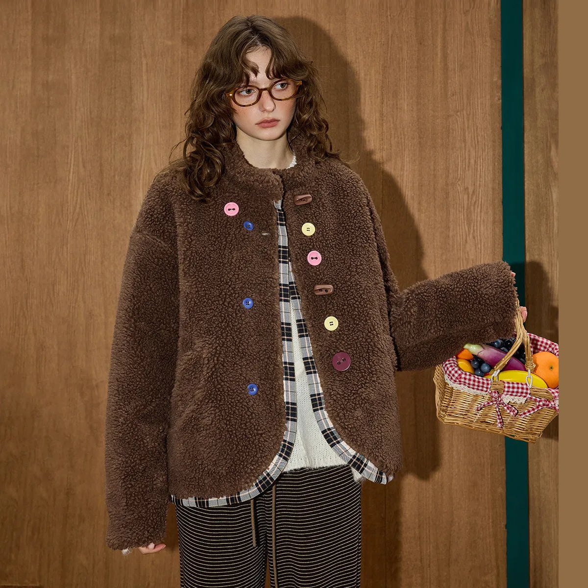 VILZSTUDIOS Warm Oversized Plaid Fleece Jacket