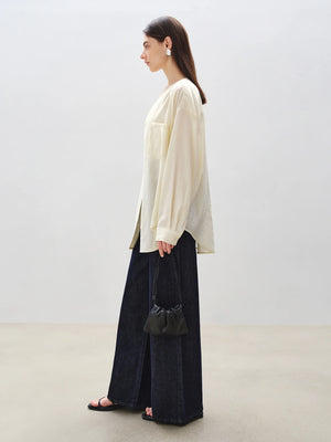 VILZSTUDIOS Stylish Summer Linen V-Neck Blouse