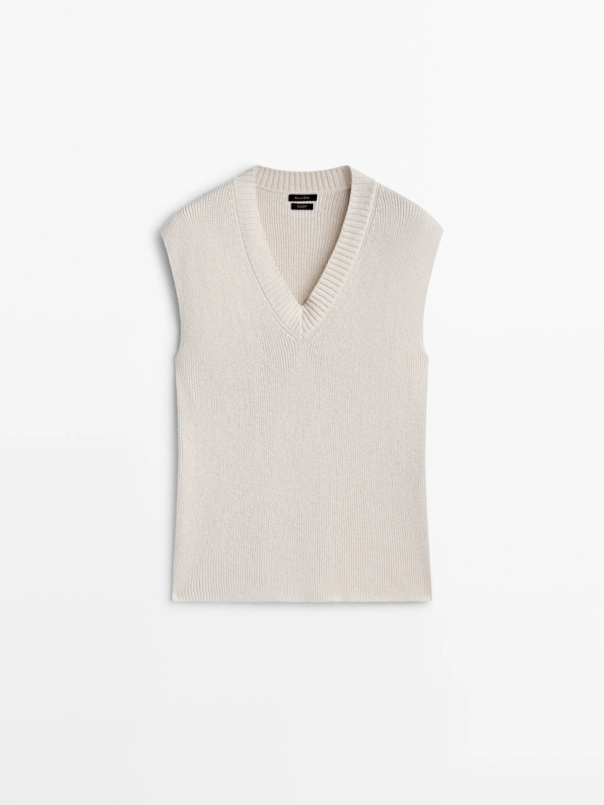 VILZSTUDIOS Minimalist Beige V-Neck Knit Vest