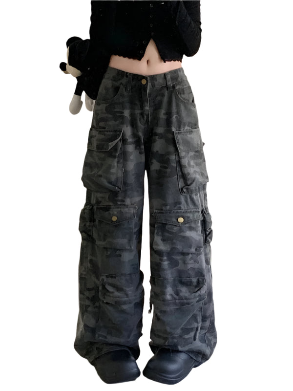 Wide-leg  Y2K Camo Cargo Pants