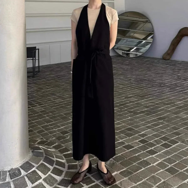 Stylish Open Back Solid Split Dress