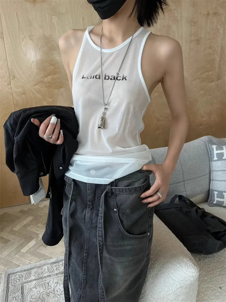VILZSTUDIOS Simple Slim See-Through Tank Top