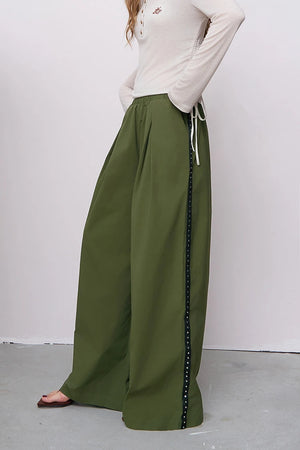VILZSTUDIOS Solid Loose Wrinkled Straight Leg Pants