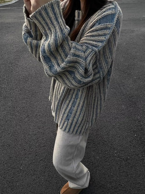 VILZSTUDIOS Contrast Color Retro Striped Knitted Sweaters