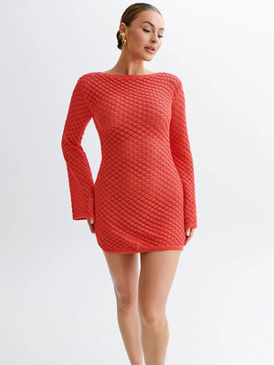 VILZSTUDIOS Elegant Backless Knit Mini Dress