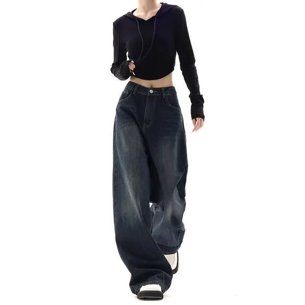 Retro Loose High Waist Wide Jeans