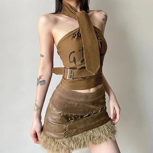 VILZSTUDIOS Vintage Slim Halter Top