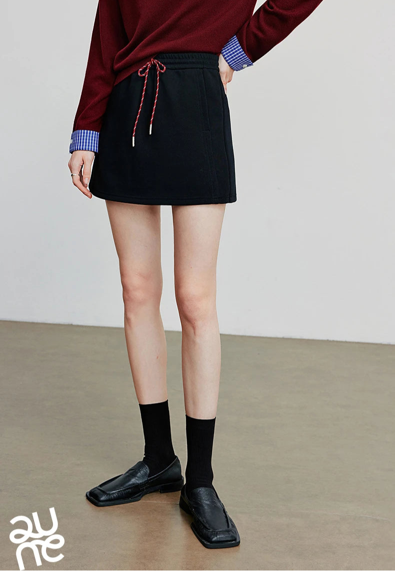 VILZSTUDIOS Stylish Autumn Cotton Casual Mini Skirt