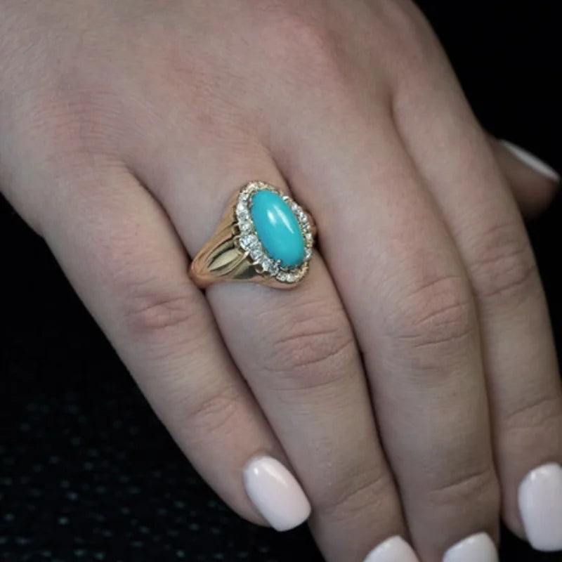 VILZSTUDIOS Exquisite Blue Stone Gold Ring