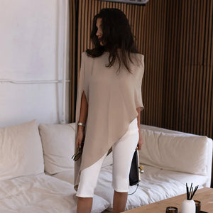 VILZSTUDIOS Elegant Loose Blouse with Shoulder Pads