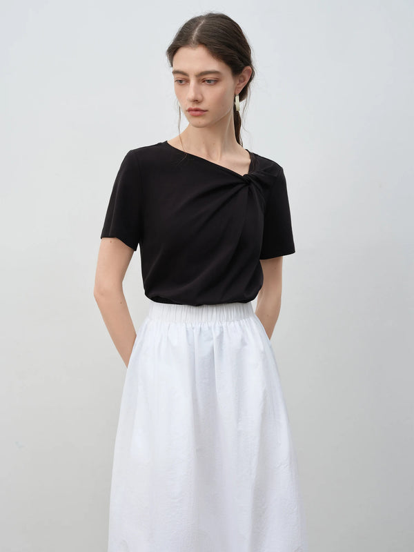 Asymmetrical Knot Petite Slim T-Shirt