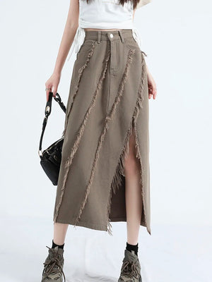 VILZSTUDIOS Chic Irregular High Waist Midi Skirt
