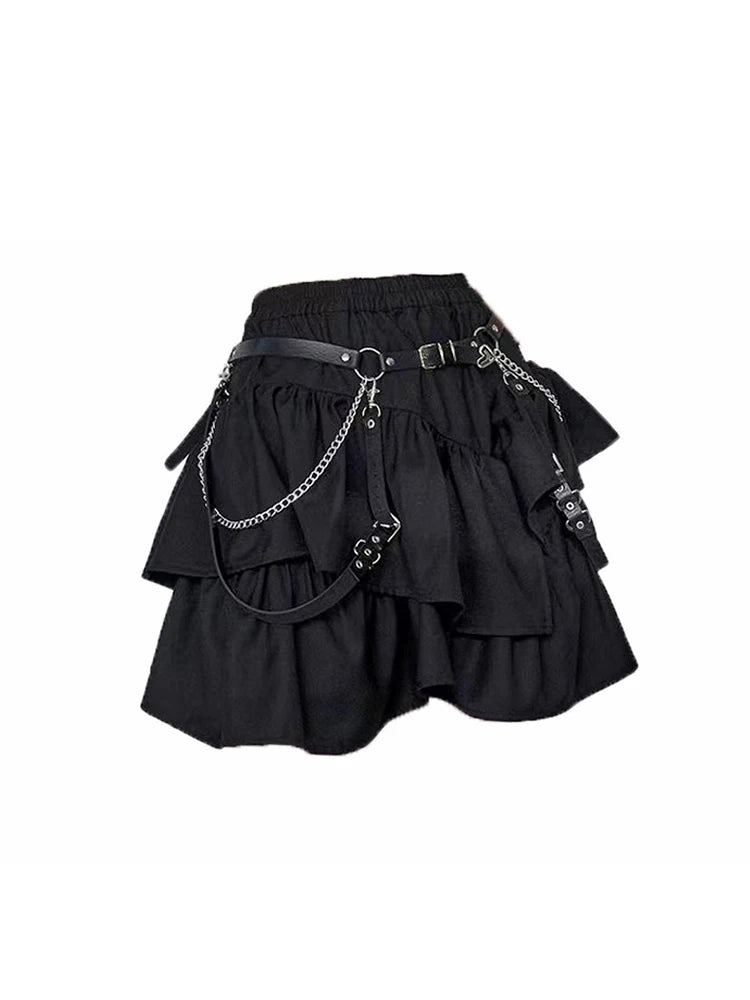 VILZSTUDIOS Vintage Black Gothic Aesthetic Oversize Skirt