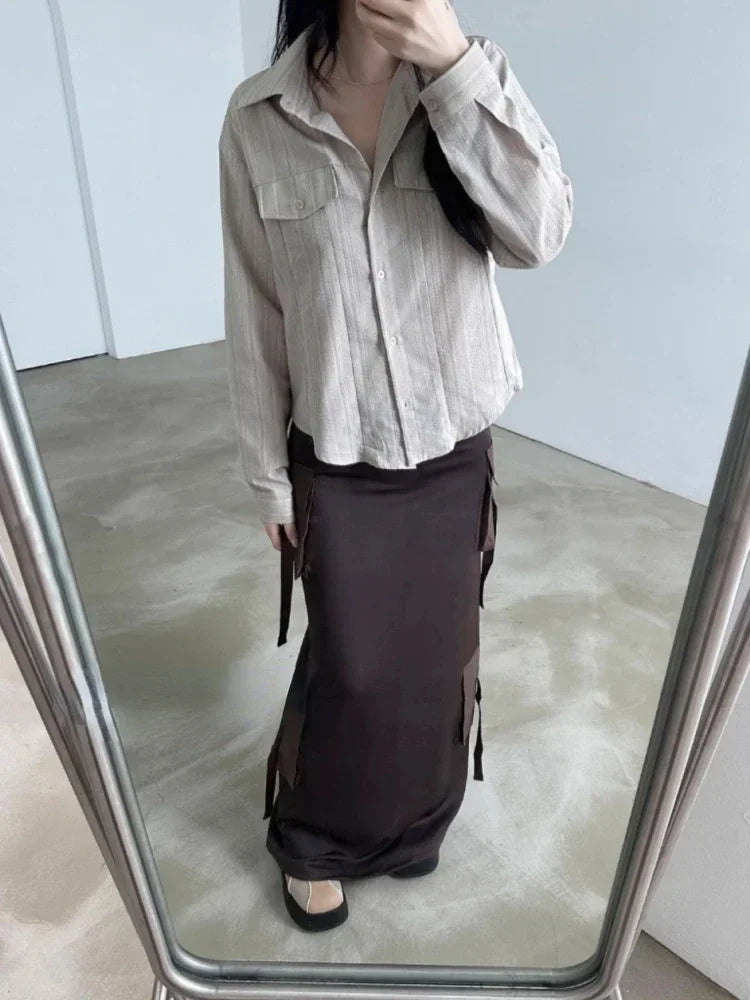 VILZSTUDIOS Slim Fit Korean Aesthetic Striped Shirt