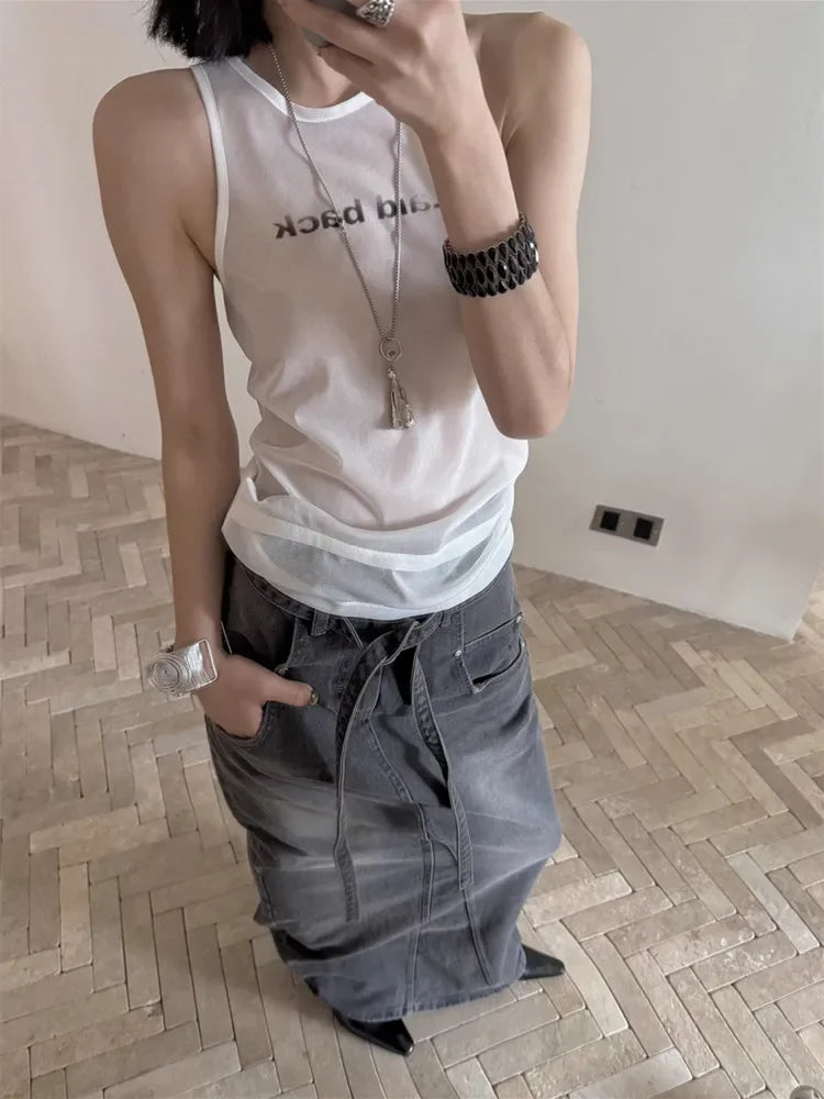 VILZSTUDIOS Simple Slim See-Through Tank Top